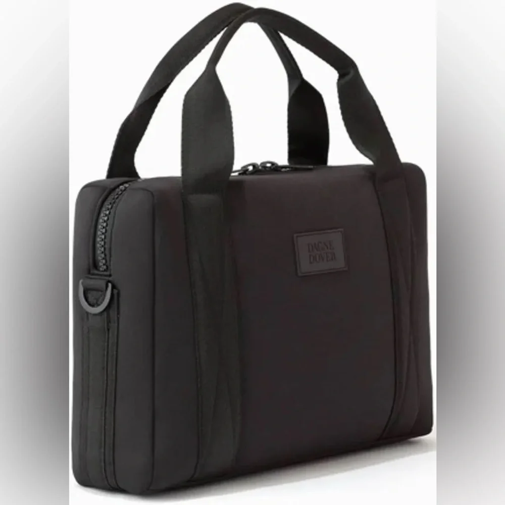 Dagne Dover Black Weston Neoprene Laptop Bag Work Bag Briefcase Travel Bag